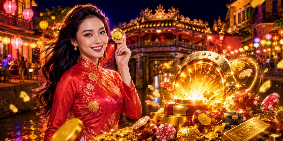 Phụ nữ mặc áo dài tại Hội An sử dụng điện thoại truy cập nền tảng casino và nhận hỗ trợ trực tuyến