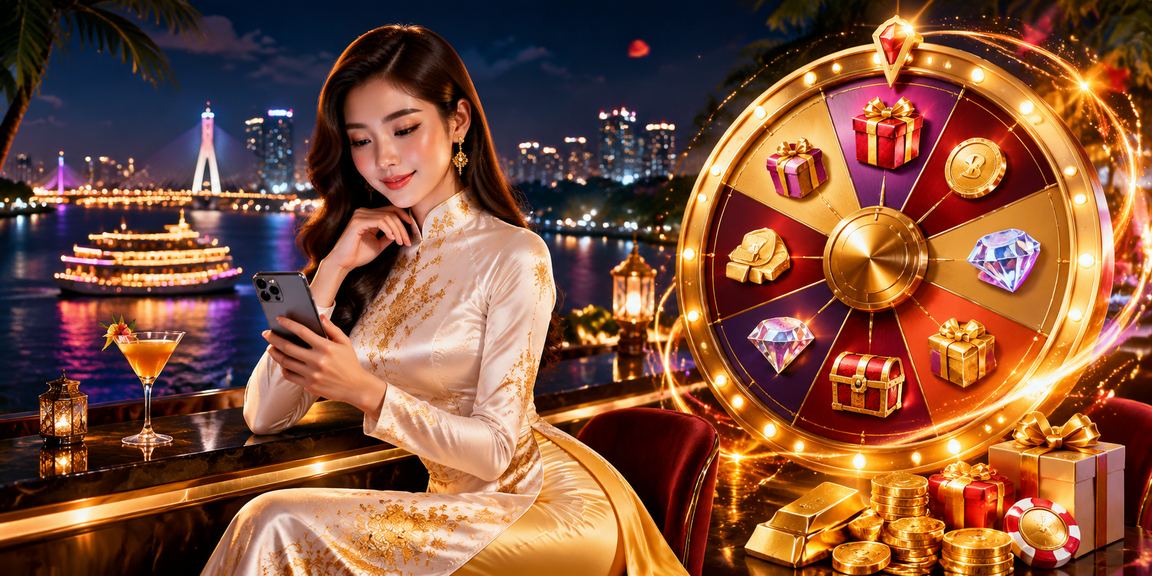 Phụ nữ mặc áo dài vùng Mekong tham gia rút thăm may mắn và xem hướng dẫn đặt cược