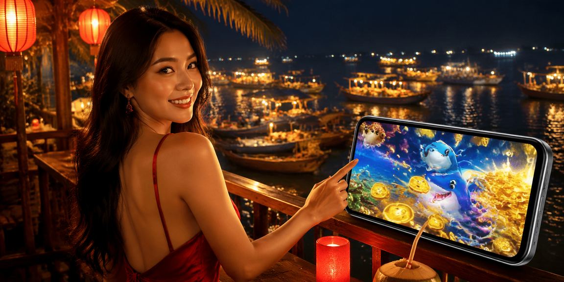Người dùng tại Phan Thiết quản lý giao dịch tài khoản casino trên điện thoại bên bờ biển